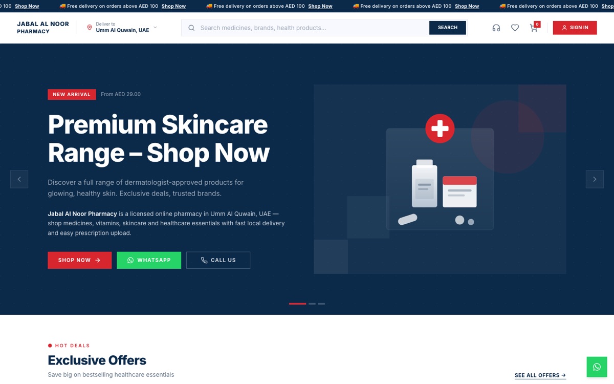 Jabal Al Noor Pharmacy website